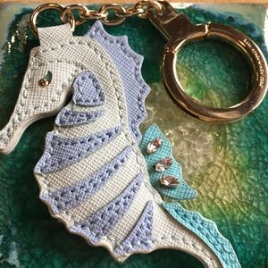 Genuine Kate Spade leather seahorse keychain
